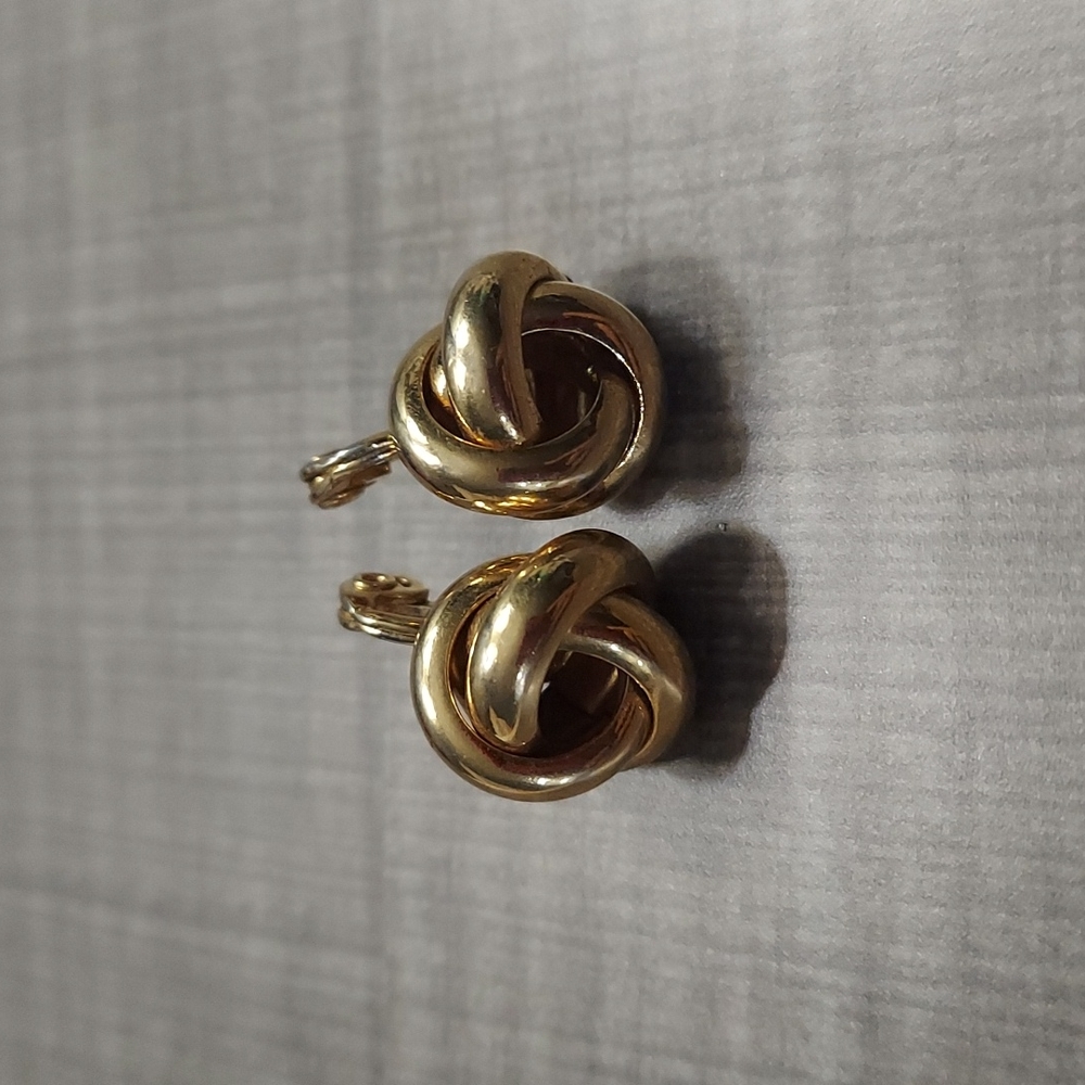 Vintage Monet Gold Tone Love Knot Earrings